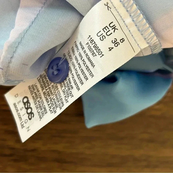 ♥️ ASOS  DESIGN capped sleeve shirt in lilac and blue marble 4 - Picture 8 of 8